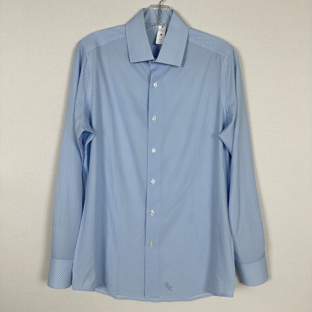 Stone Rose Athletic Fit Dress Shirt Blue Check Stretch Men S